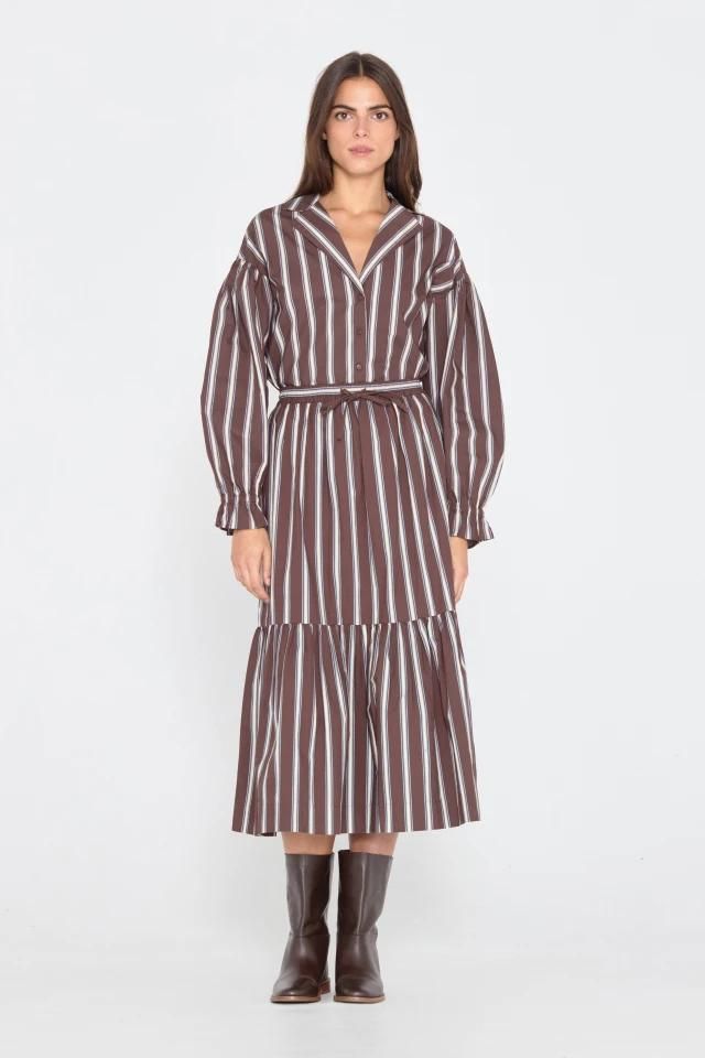 타이니코튼 스트라이프 플레어 미디 스커트 AW24-631K22 ONE COLOR - 상세 이미지 4