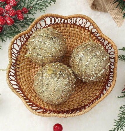 [트렌디프레소 협력사]데이슬롯 골드 장식볼 3p 스타회오리 크리스마스데코 크리스마스꾸미기