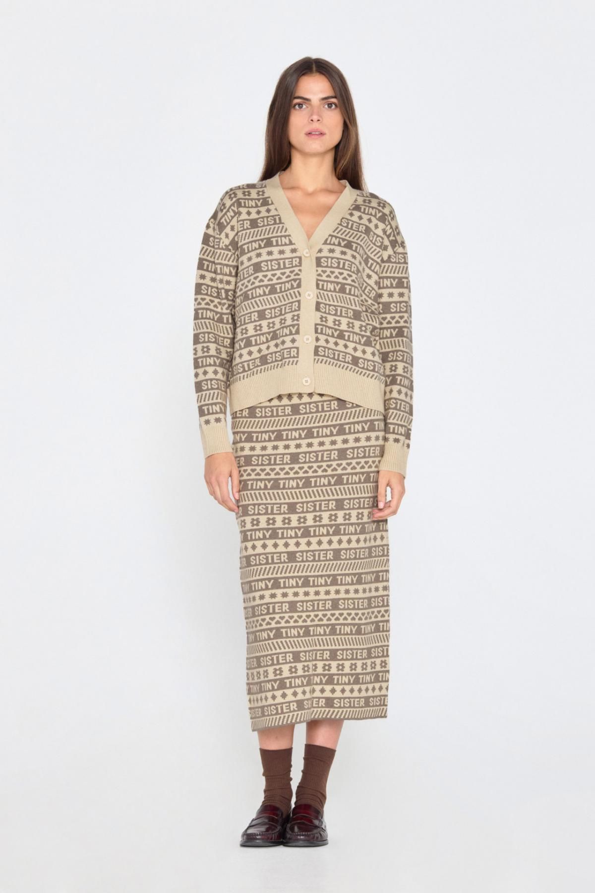 타이니코튼 자카드 패턴 미디 스커트 Falda jacquard AW24-712P01 ONE COLOR - 상세 이미지 4