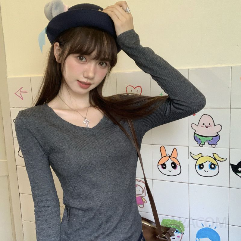 여성 기모 긴팔 티셔츠 가을 겨울 플리스 안감 레이어드 스타일 세련된 유럽 디자인 편안한 착용감 따뜻한 이너웨어 활용도 높은 캐주얼 패션 - 상세 이미지 2
