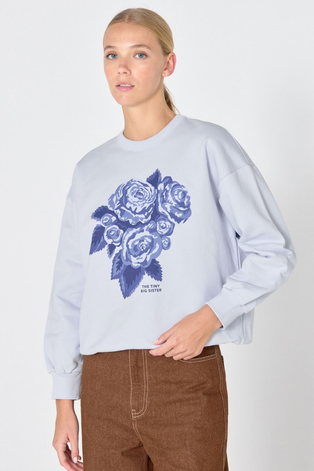 타이니코튼 플라워 프린트 오버핏 맨투맨 Sudadera roses AW24-741J24 ONE COLOR - 상세 이미지 3