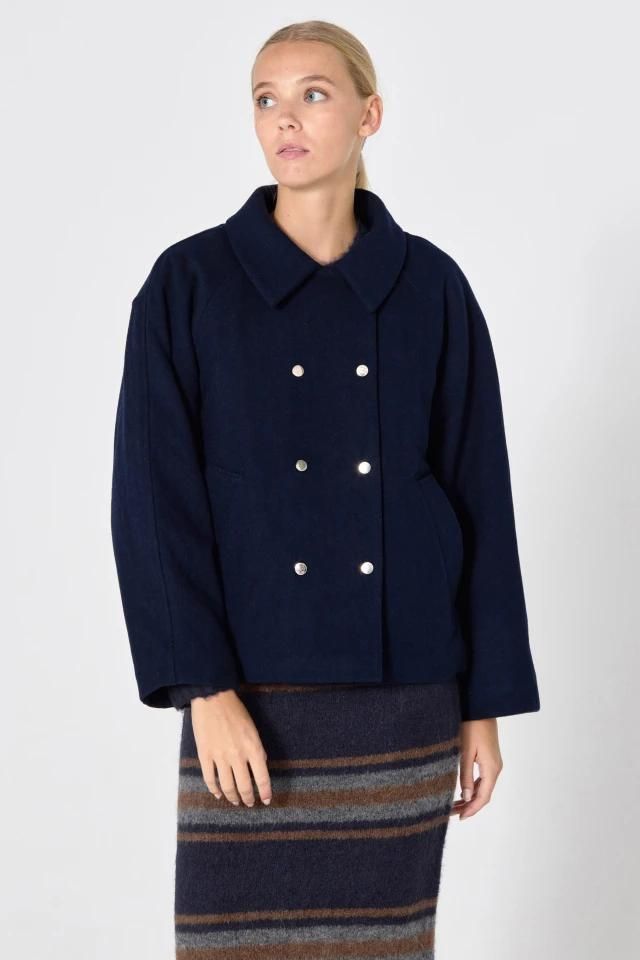 타이니코튼 미니멀 더블버튼 숏 코트 AW24-666107 ONE COLOR - 상세 이미지 3