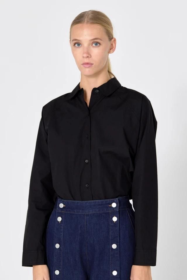 타이니코튼 미니멀 래글런 블랙 긴팔 셔츠 AW24-621102 NEGRO - 상세 이미지 3