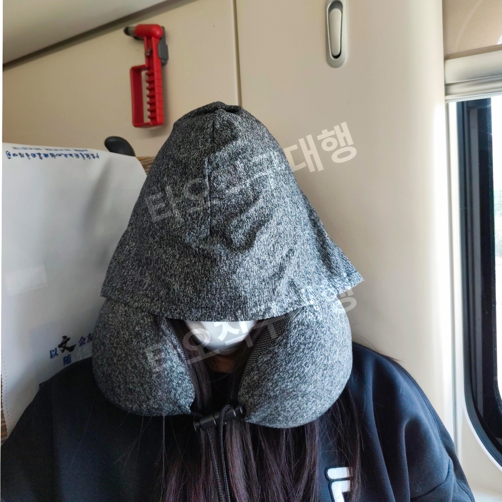 목베개후드티 휴식 여행용 기내용 후드형 여행 비행기 사무실 목베개 휴대용 수면 쿠션 - 상세 이미지 3
