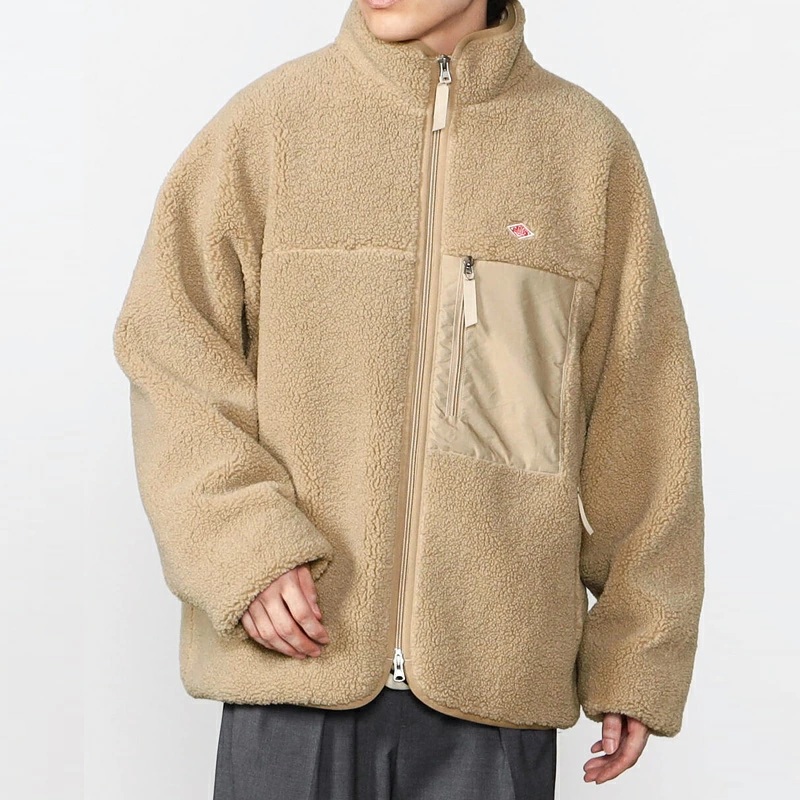단톤 스탠드 카라 보아 플리스 재킷 남성 뽀글이 DT-A0195LBA M BEIGE - 상세 이미지 4