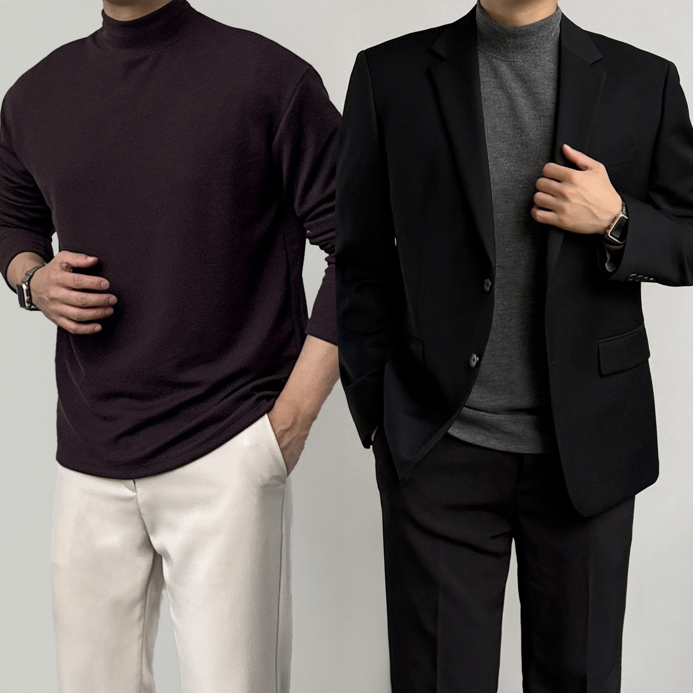 1+1 남자목폴라티 남자반목티 제품 이미지