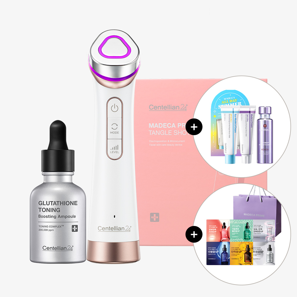 동국제약 센텔리안24 마데카프라임 탱글 샷 뷰티디바이스 1개+부스팅앰플 30ml 1종+타이트 리프팅 크림 세트+PDRN 세럼 50ml+샤쉐6종+쇼핑백 / 뷰티디바이스 홈케어기기 - 메인 이미지