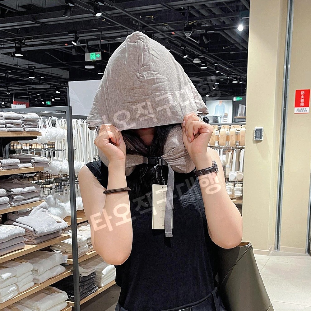 목베개후드티 휴식 여행용 기내용 후드형 여행 비행기 사무실 목베개 휴대용 수면 쿠션 - 상세 이미지 2