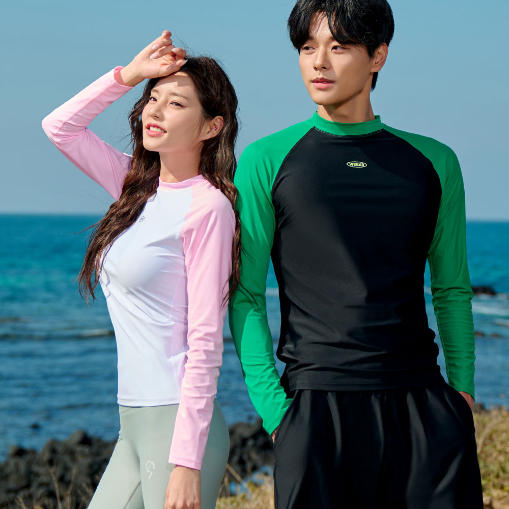 위크나인 래쉬가드 긴팔 남여공용 워터파크 물놀이 수영복 타이트핏 듀얼 나그랑 - 상품 이미지