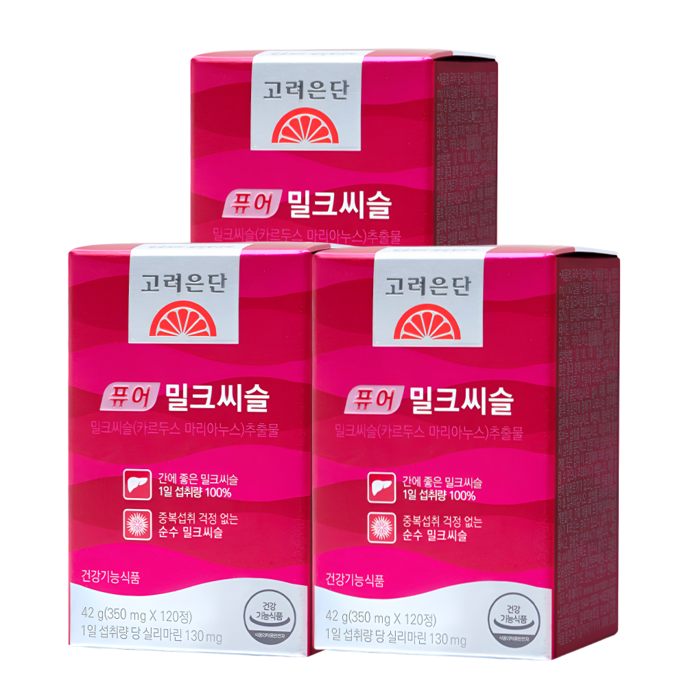 고려은단 퓨어 밀크씨슬 밀크시슬 간에좋은영양제 120정X3박스 - 상품 이미지