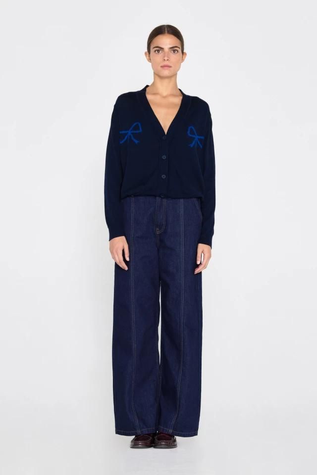 타이니코튼 리본 포인트 브이넥 니트 카디건 AW24-697107 ONE COLOR - 상세 이미지 4