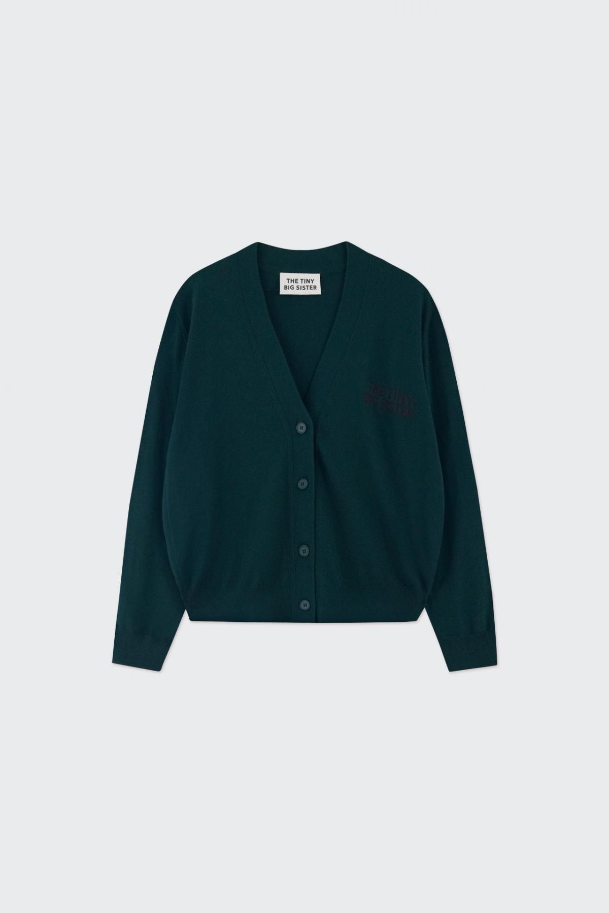 타이니코튼 베이직 브이넥 카디건 lara AW24-691M22 VERDE BOTELLA - 상품 이미지