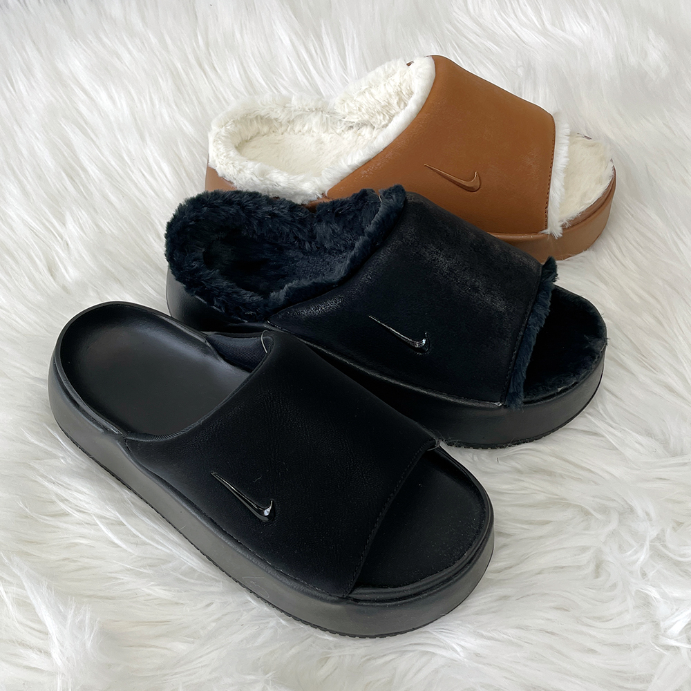 나이키 캄 엘리베이션 퍼 슬라이드 키높이 통굽 털 슬리퍼