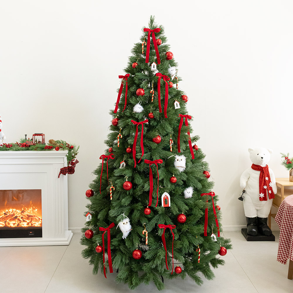 크리스마스 트리 나무 장식 풀세트 레드벨벳롤리펄큰솔 240cm (단면) 성탄절 PE PVC 대형 소품 데코 꾸미기 - 상세 이미지 5