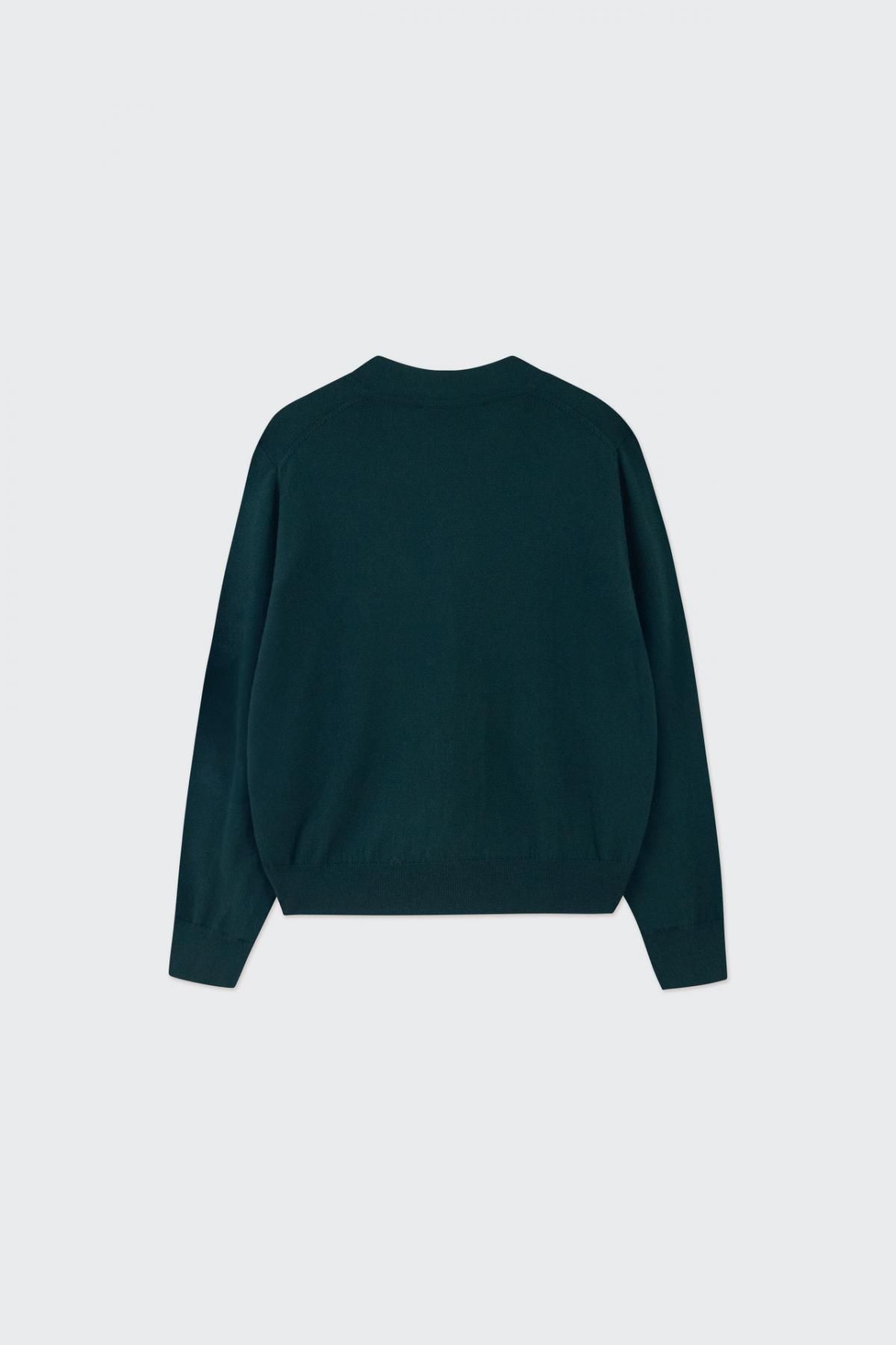 타이니코튼 베이직 브이넥 카디건 lara AW24-691M22 VERDE BOTELLA - 상세 이미지 2