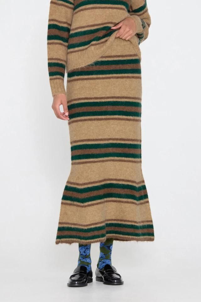 타이니코튼 스트라이프 니트 미디 스커트 AW24-720P01 MARFIL - 상세 이미지 3