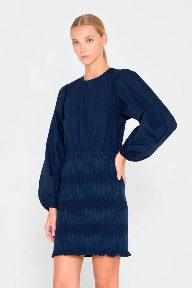 타이니코튼 네이비 퍼프소매 미니 원피스 AW24-626107 ONE COLOR - 상세 이미지 3