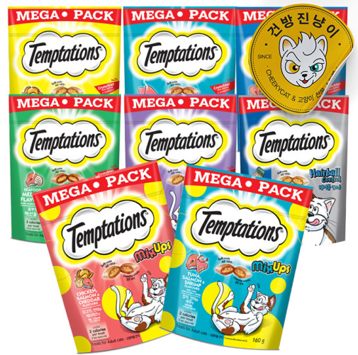 템테이션 스낵 믹스업 메가팩 치킨연어 체다치즈 160g 고양이간식