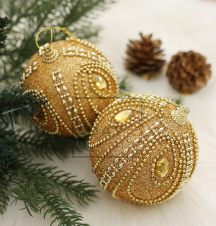 [트렌디프레소 협력사]데이슬롯 골드 장식볼 2p 퀸즈 크리스마스벽장식 크리스마스트리장식