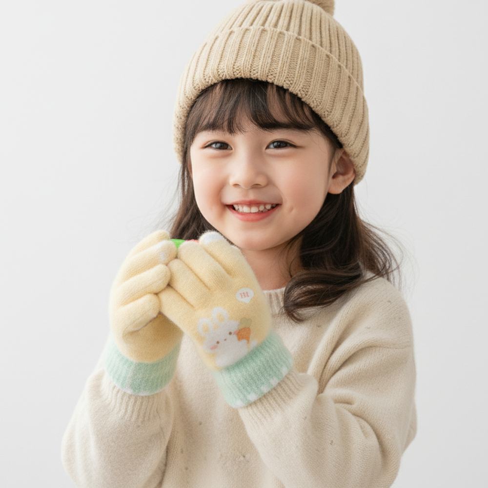 아동 유아 키즈 여아 유아 아이 베이비 남아 토들러 베이비 니트 겨울 손가락 털 장갑 - 상세 이미지 2