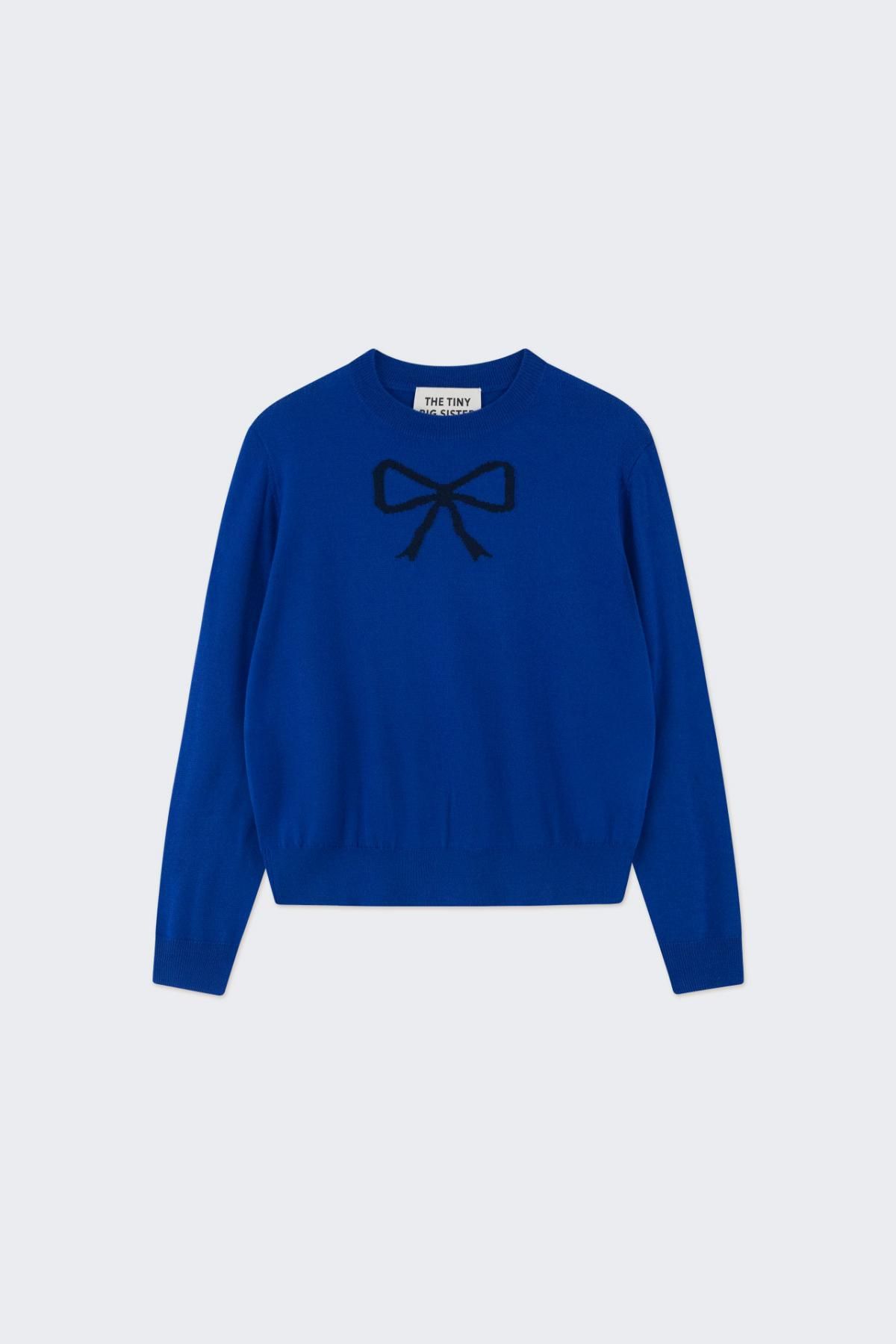 타이니코튼 리본 포인트 라운드넥 니트 AW24-696J29 ONE COLOR - 상품 이미지