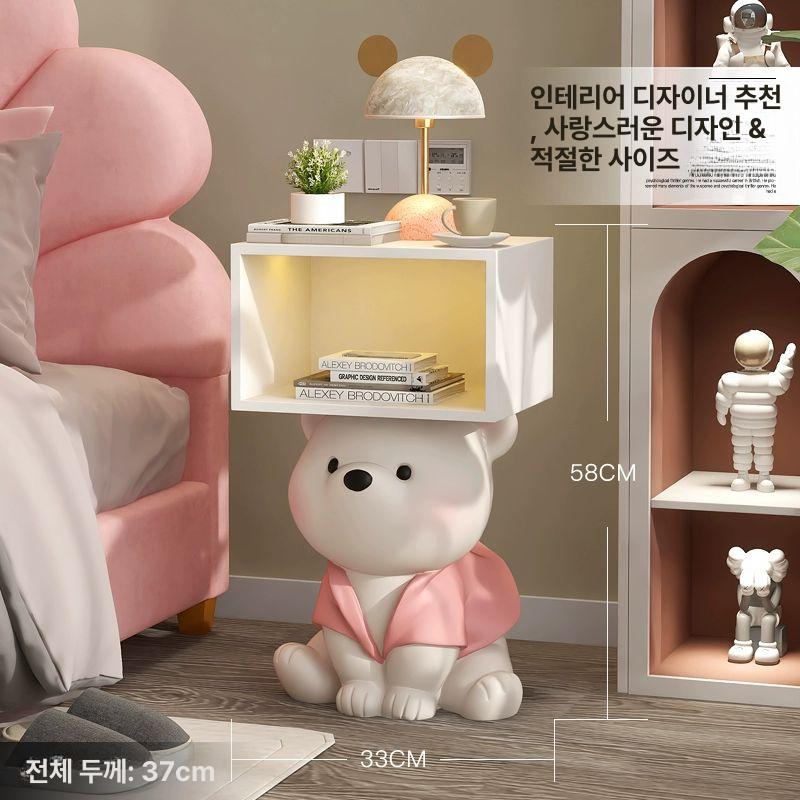북극곰 사이드 테이블 귀여운 침대 선반 동물 협탁 탁자 곰돌이 거실 침실 트레이 에너제틱 베어 브라운 조명 - 상세 이미지 3