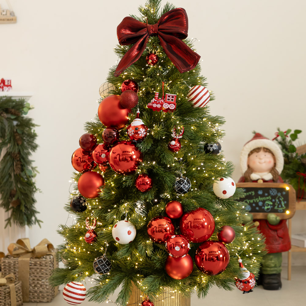 크리스마스 트리 나무 장식 풀세트 레드빅볼큰솔 150cm (양면) 성탄절 PE PVC 대형 소품 용품 데코 꾸미기 - 상세 이미지 4