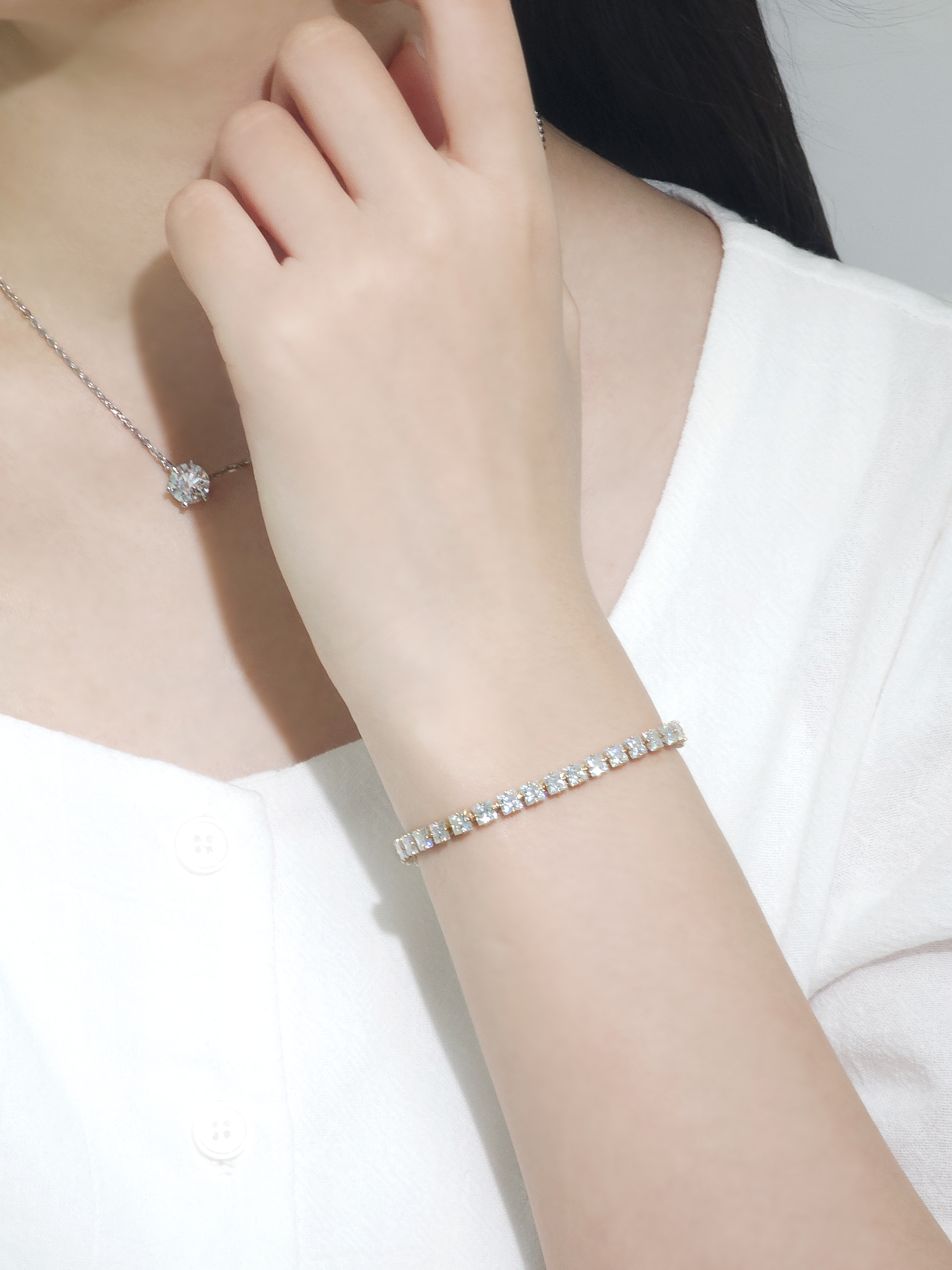 모이사나이트 테니스팔찌 플라워 커팅 14k 18k 이미지 7