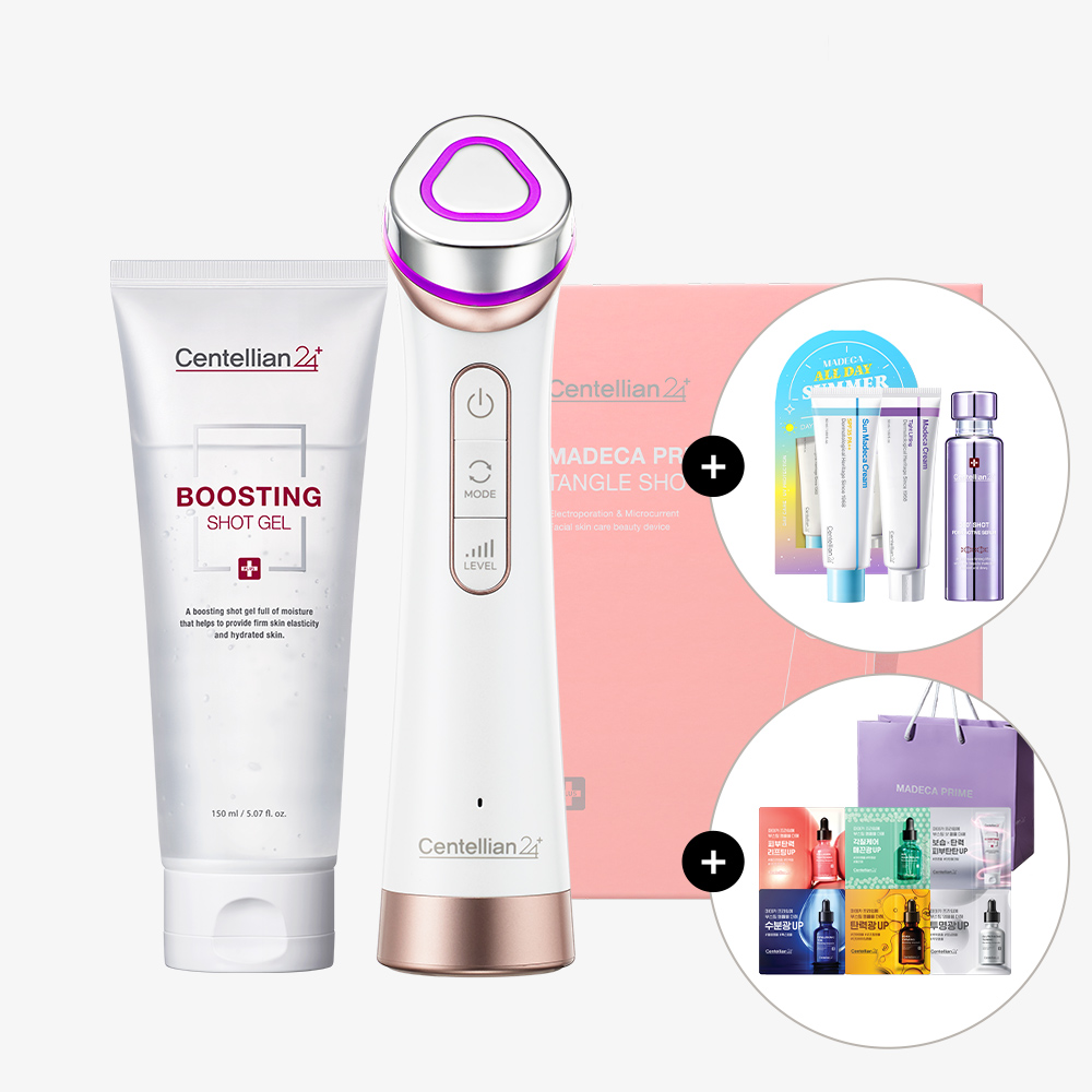 동국제약 센텔리안24 마데카프라임 탱글 샷 뷰티디바이스 1개 + 부스팅샷젤 150ml+타이트 리프팅 크림 세트+PDRN 세럼 50ml+샤쉐 6종 +쇼핑백 / 뷰티디바이스 홈케어기기 - 상품 이미지