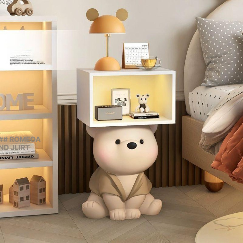 북극곰 사이드 테이블 귀여운 침대 선반 동물 협탁 탁자 곰돌이 거실 침실 트레이 에너제틱 베어 브라운 조명 - 상품 이미지