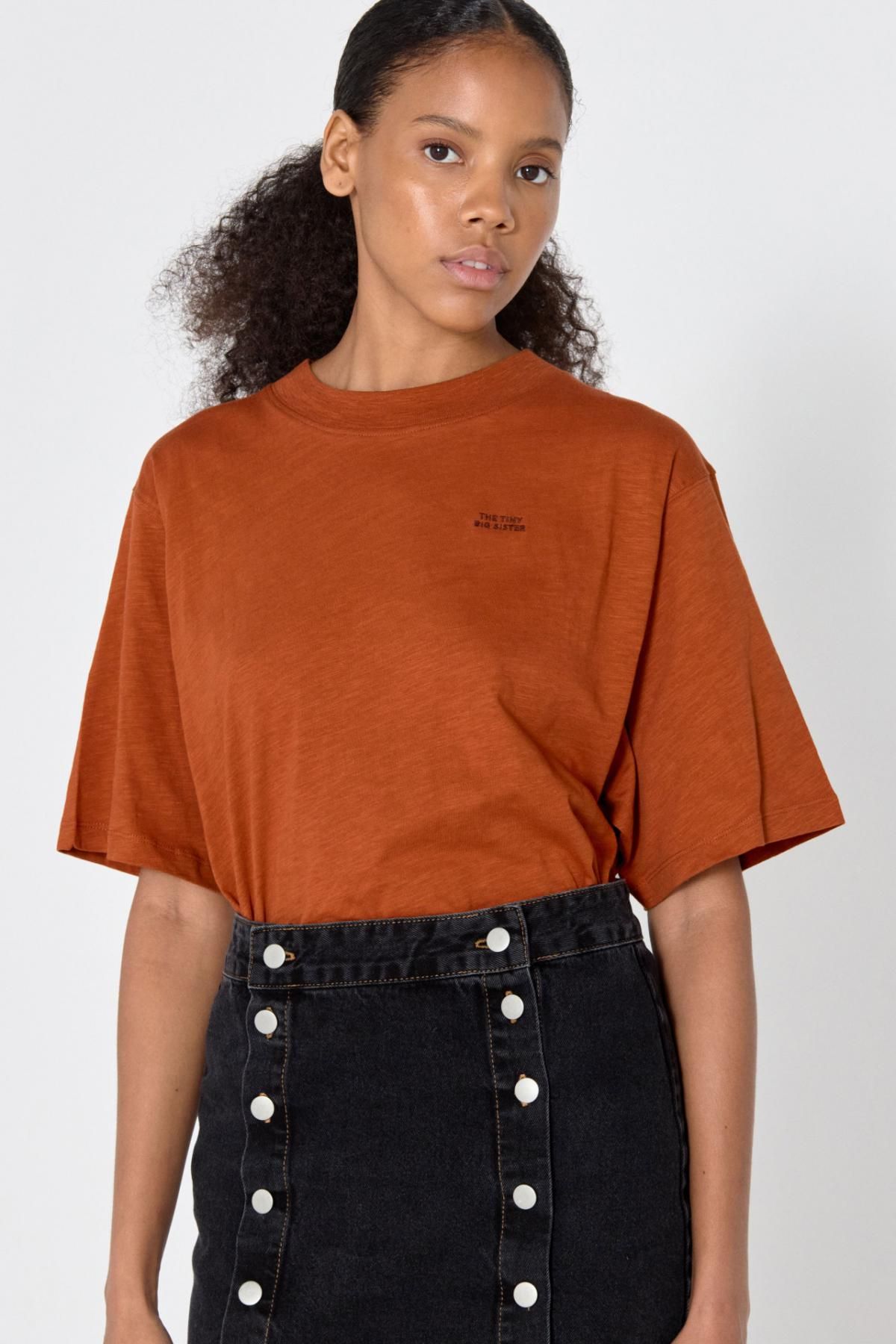 타이니코튼 미니멀 베이직 반팔 티셔츠 AW24-730M06 MARRON - 상세 이미지 3