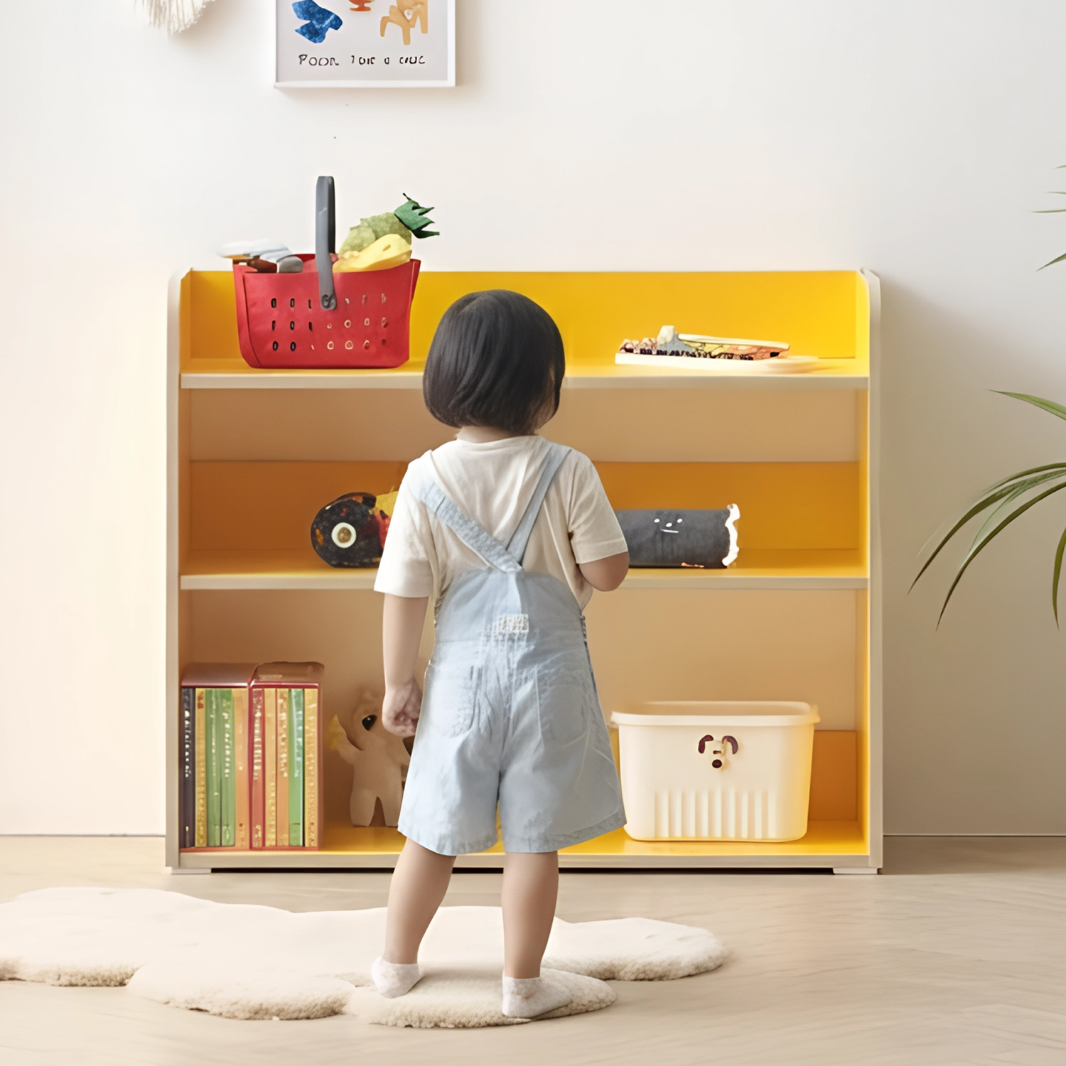 아기 선반 맘마존 선반 북선반 스탠드 책장 거실 선반장 800x295x650, 3단, 캐럿