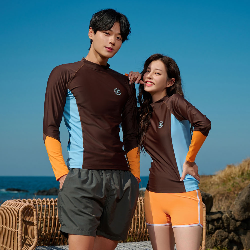 위크나인 래쉬가드 여자 남자 커플 워터파크 물놀이 긴팔 수영복 상의 슬릿나그랑 - 상세 이미지 2