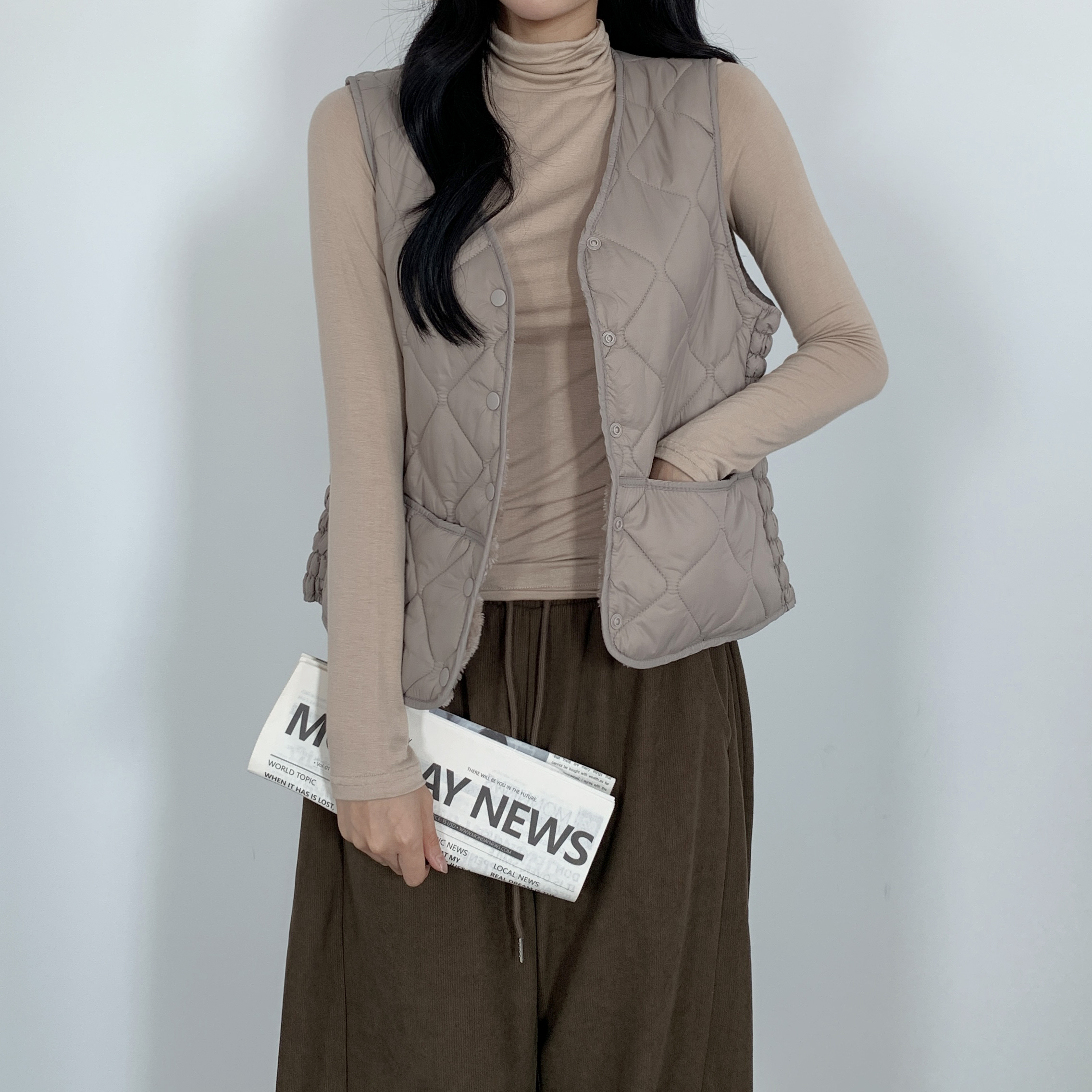 여성 경량패딩 조끼 러닝패딩 플리스 베스트 후리스 다운조끼 깔깔이 이미지 6