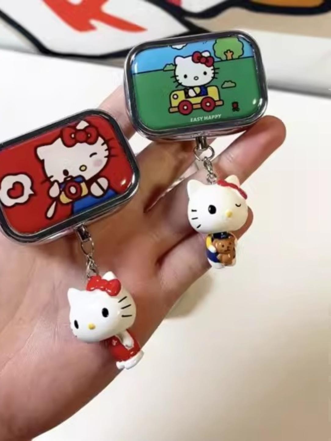 헬로 키티 소형 철제 액서사리 케이스 상자 의약품 포장 보석 휴대용 귀걸이 소품 보관 - 상품 이미지