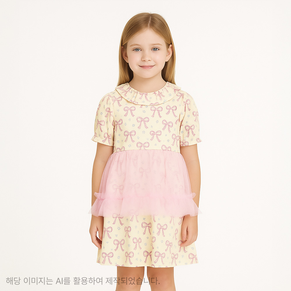 로엠걸즈 샤 매칭 리본 나염 원피스 RGOW2543Q - 상품 이미지