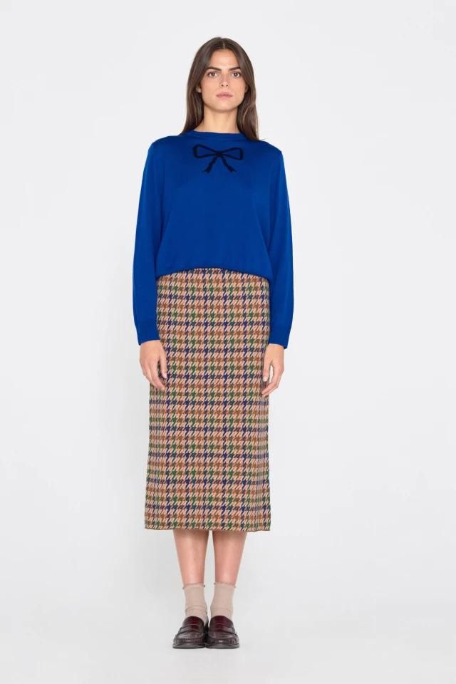 타이니코튼 리본 포인트 라운드넥 니트 AW24-696J29 ONE COLOR - 상세 이미지 4