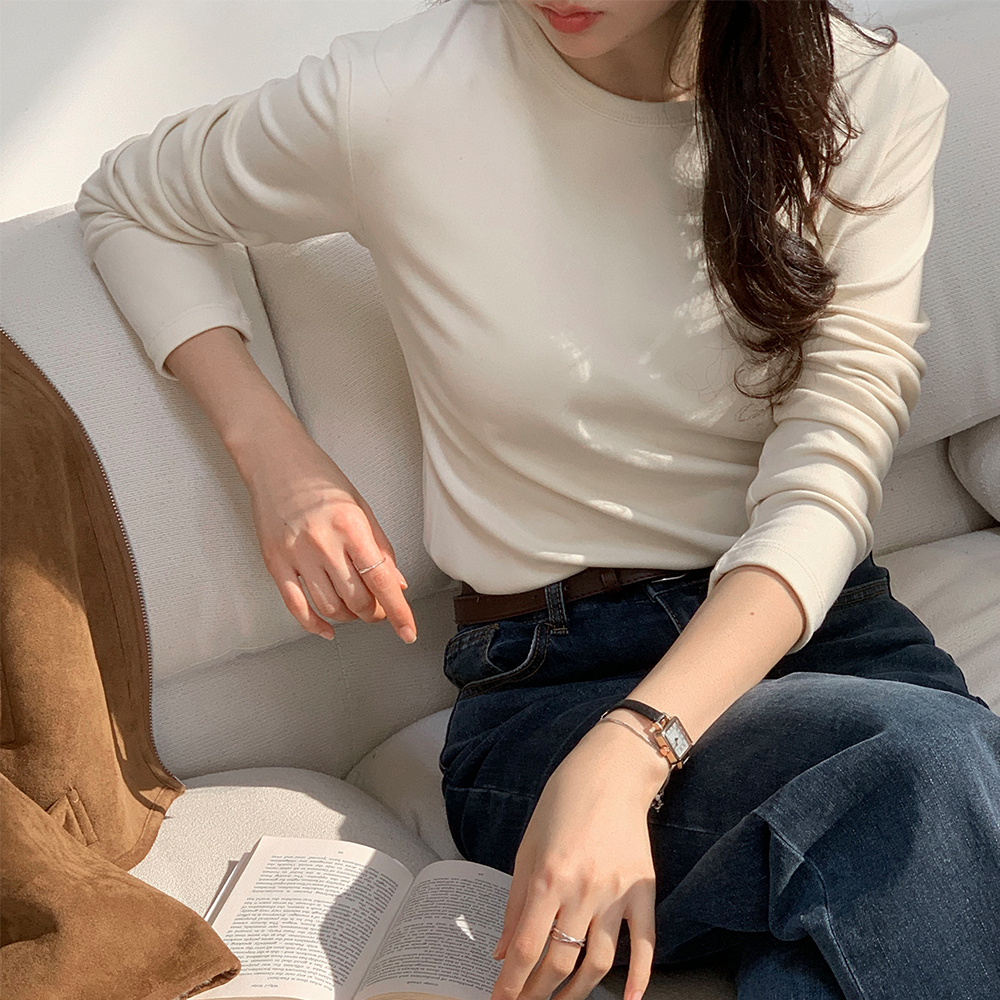 [자체제작] 기모티 포근 시그니처 클라우드 이너 티셔츠 겨울 TS160 - 상품 이미지