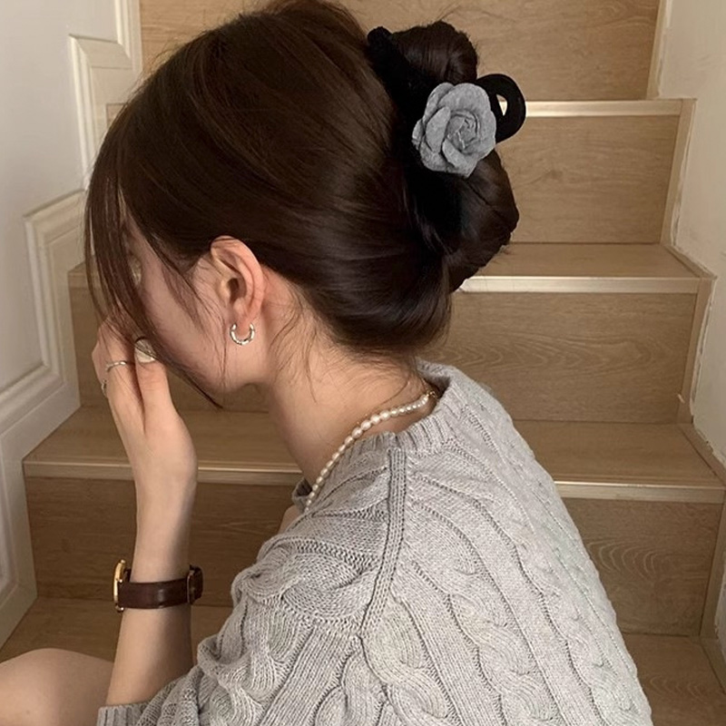 그레이 로즈 벨벳 헤어 집게핀 N854 - 상세 이미지 3