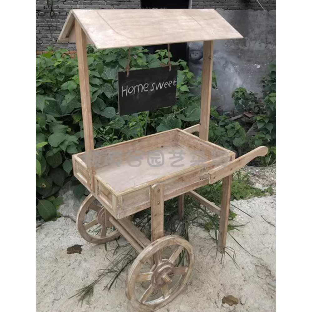꽃마차 이동식 진열대 전시 행사 화대 꽃집 벼룩시장 갈색 120cm - 상세 이미지 3