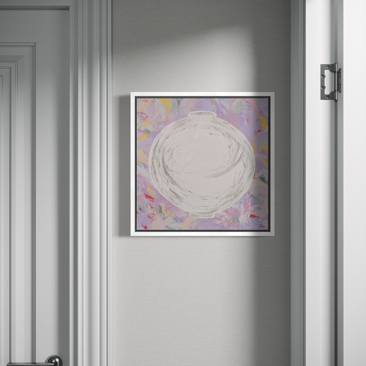 Dal Pium no.2고급캔버스천+삼나무캔버스틀+올림액자8호(43x43x5cm) 달항아리 그림 캔버스 액자 복들어오는 달피움 시리즈 한정수량 에디션문자페인팅 - 상품 이미지