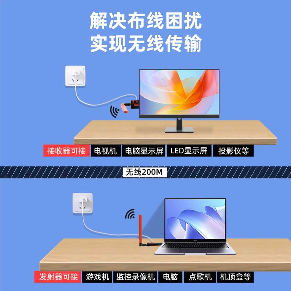 무선 HDMI 송수신기 디스플레이 VGA 연장기 PC 고화질 50m 이미지 6
