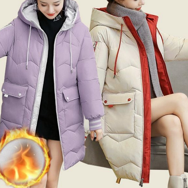 후드 여성 롱 패딩 투웨이 여자 롱 패딩 겨울 점퍼 - 메인 이미지