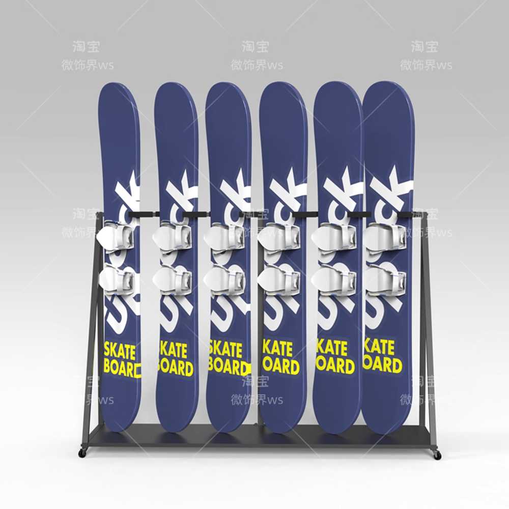 벽면 보드 거치대 스노우보드 전시 고정 홀더 브라켓 바퀴형 + 5단 후크 - 상세 이미지 3