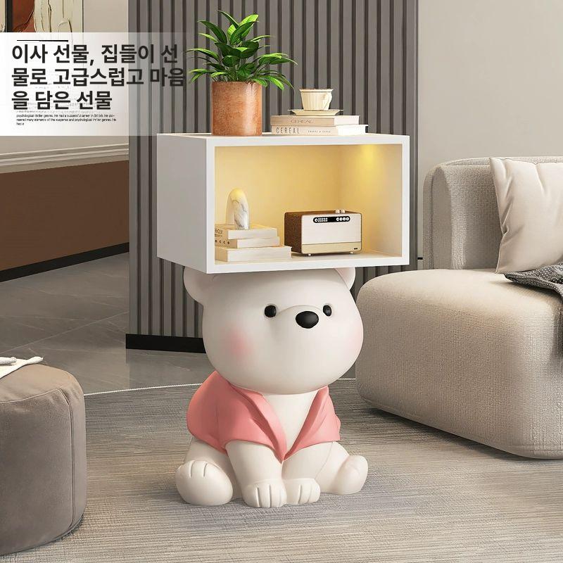 북극곰 사이드 테이블 귀여운 침대 선반 동물 협탁 탁자 곰돌이 거실 침실 트레이 에너제틱 베어 브라운 조명 - 상세 이미지 5