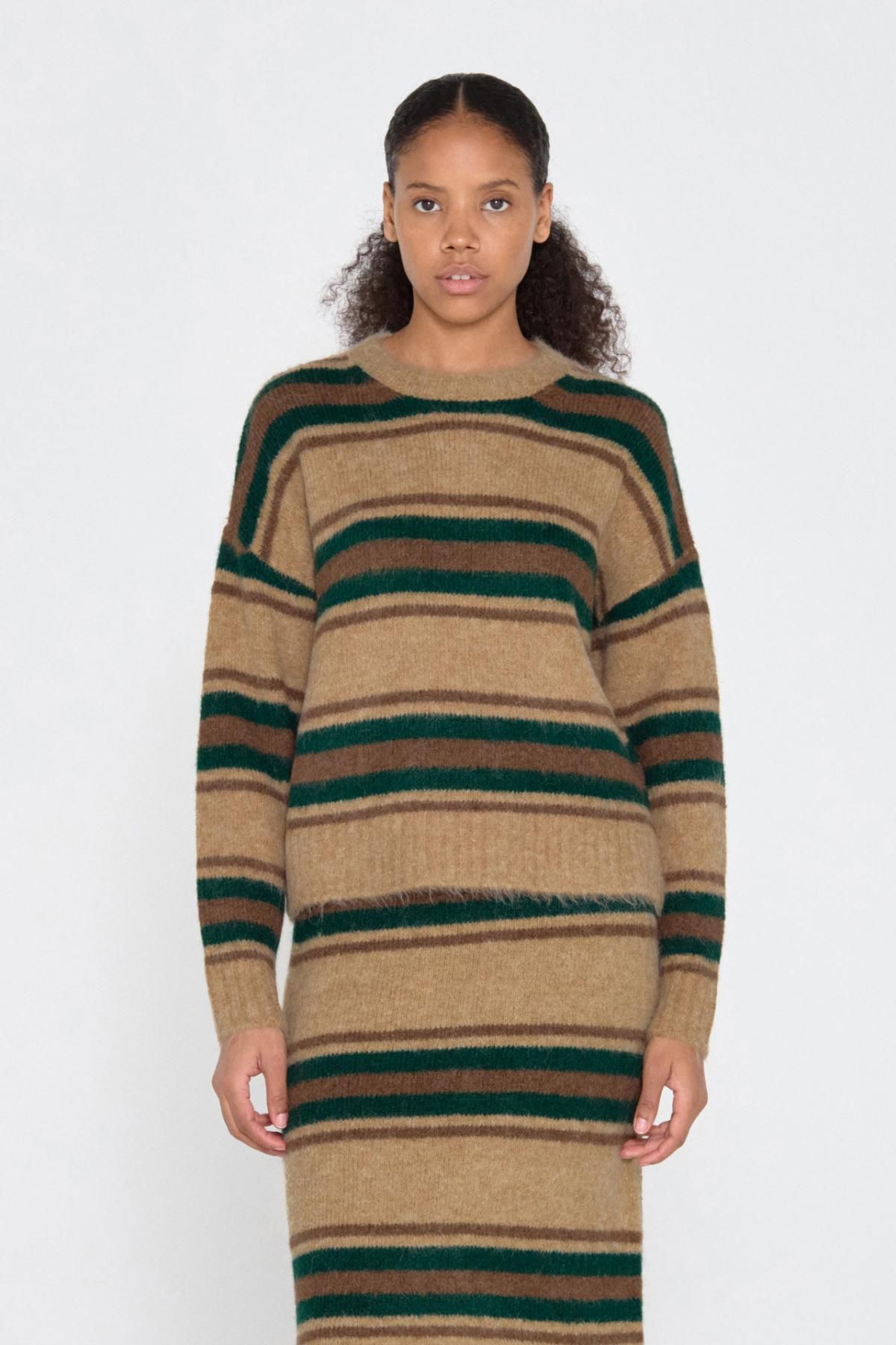 타이니코튼 스트라이프 울 라운드넥 니트 Jersey luca AW24-719P01 MARFIL - 상세 이미지 4