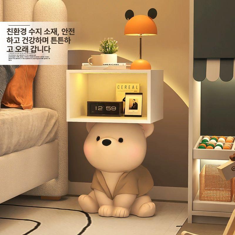 북극곰 사이드 테이블 귀여운 침대 선반 동물 협탁 탁자 곰돌이 거실 침실 트레이 에너제틱 베어 브라운 조명 - 상세 이미지 4