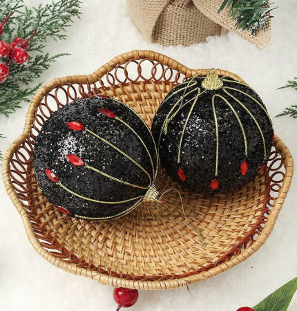 [트렌디프레소 협력사]데이슬롯 블랙 장식볼 2p 루비드롭 크리스마스꾸미기 웨딩장식 트리볼