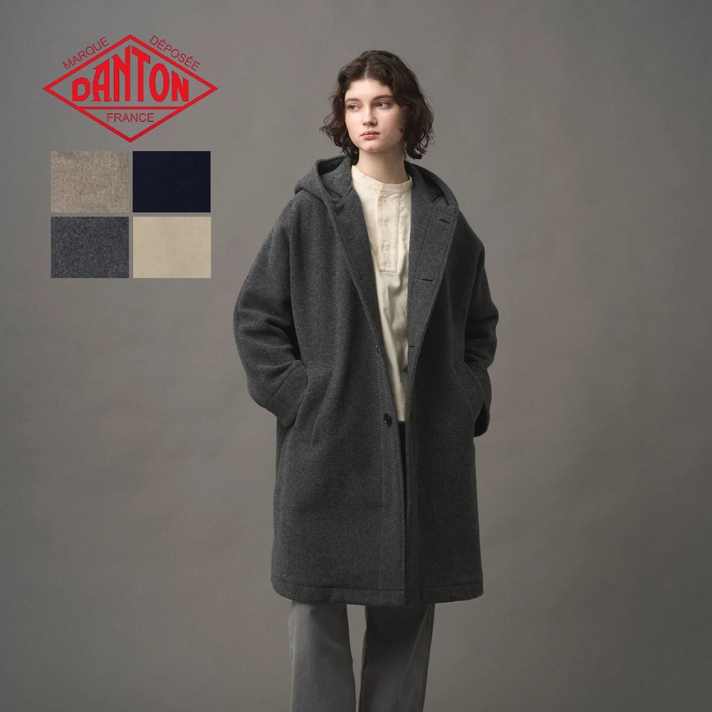 단톤 울 라이트 파일 후드 롱 코트 여성 DT-A0708WLP 36 M.GREY - 메인 이미지