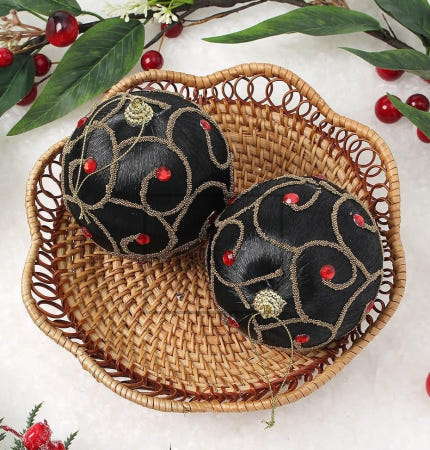 [트렌디프레소 협력사]데이슬롯 블랙 장식볼 2p 동글루비 크리스마스데코 크리스마스트리꾸미기